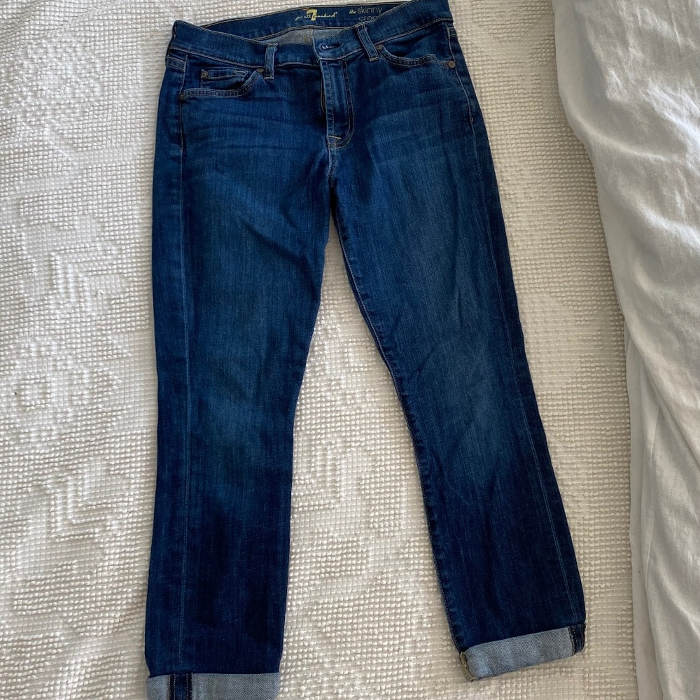 7 for all Mankind skinny crop & roll jeans